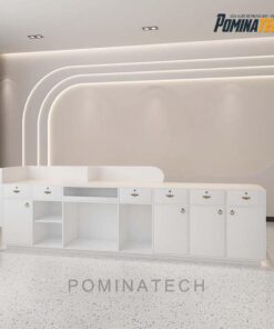 Quầy Lễ Tân Gỗ MDF Hiện Đại, Thiết Kế Tinh Tế Với Ánh Sáng LED