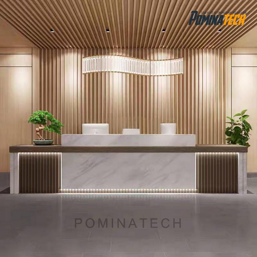 quay le tan go mdf hien dai Quầy Lễ Tân Văn Phòng Gỗ MDF – Đẹp, Bền, Giá Tốt