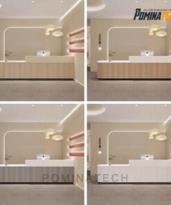 Quầy lễ tân gỗ MDF hiện đại - Thiết kế uốn cong tinh tế, phù hợp mọi không gian