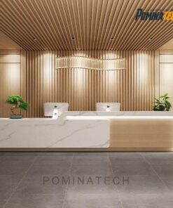 Quầy Lễ Tân Gỗ MDF Sang Trọng, Thiết Kế Hiện Đại Phù Hợp Cho Mọi Không Gian Văn Phòng