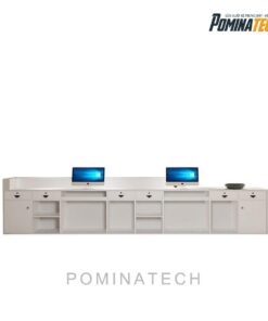 Quầy Lễ Tân Gỗ MDF Sang Trọng, Thiết Kế Hiện Đại Phù Hợp Cho Mọi Không Gian Văn Phòng