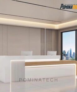Quầy Lễ Tân Gỗ MDF Thiết Kế Hiện Đại – Đường Nét Tối Giản, Sang Trọng