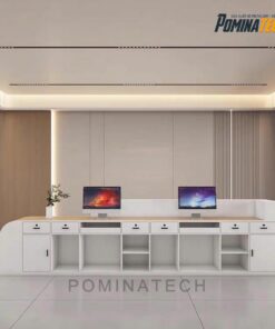 Quầy Lễ Tân Gỗ MDF Thiết Kế Hiện Đại – Đường Nét Tối Giản, Sang Trọng