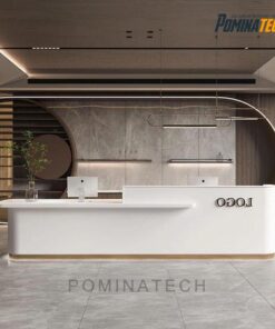 Quầy Lễ Tân Hiện Đại Tối Giản Với Thiết Kế Uốn Cong Và Ánh Sáng LED Tinh Tế