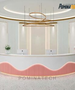 Quầy lễ tân hiện đại phong cách châu Âu - Kiểu dáng bo tròn, đèn LED trang trí hiện đại