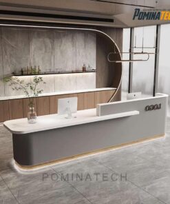 Quầy Lễ Tân Hiện Đại Tối Giản Với Thiết Kế Uốn Cong Và Ánh Sáng LED Tinh Tế