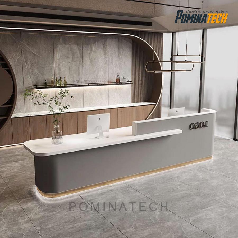 Quầy Lễ Tân Hiện Đại Tối Giản Với Thiết Kế Uốn Cong Và Ánh Sáng LED Tinh Tế Quầy Lễ Tân Hiện Đại Tối Giản Với Thiết Kế Uốn Cong Và Ánh Sáng LED Tinh Tế