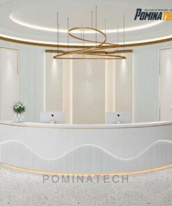 Quầy lễ tân hiện đại phong cách châu Âu - Kiểu dáng bo tròn, đèn LED trang trí hiện đại