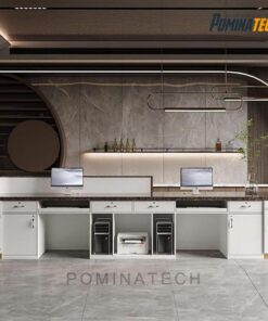 Quầy Lễ Tân Hiện Đại Tối Giản Với Thiết Kế Uốn Cong Và Ánh Sáng LED Tinh Tế