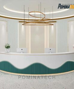 Quầy lễ tân hiện đại phong cách châu Âu - Kiểu dáng bo tròn, đèn LED trang trí hiện đại