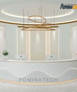 Quầy lễ tân hiện đại phong cách châu Âu - Kiểu dáng bo tròn, đèn LED trang trí hiện đại