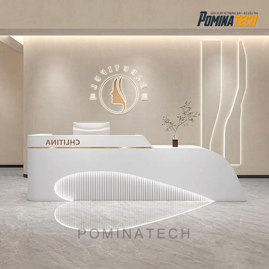 quay le tan toi gian voi den led tham my Quầy Lễ Tân Tối Giản Với Đèn LED Thẩm Mỹ, Phù Hợp Cho Spa, Clinic