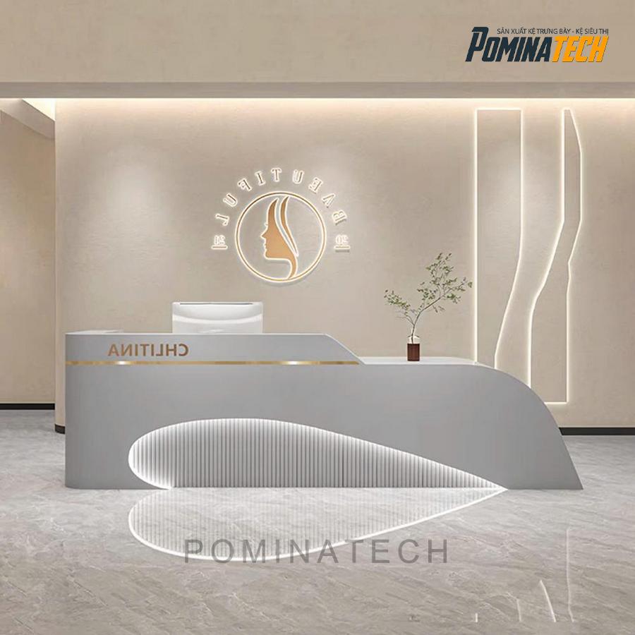 quay le tan toi gian voi den led tham my Quầy Lễ Tân Tối Giản Với Đèn LED Thẩm Mỹ, Phù Hợp Cho Spa, Clinic