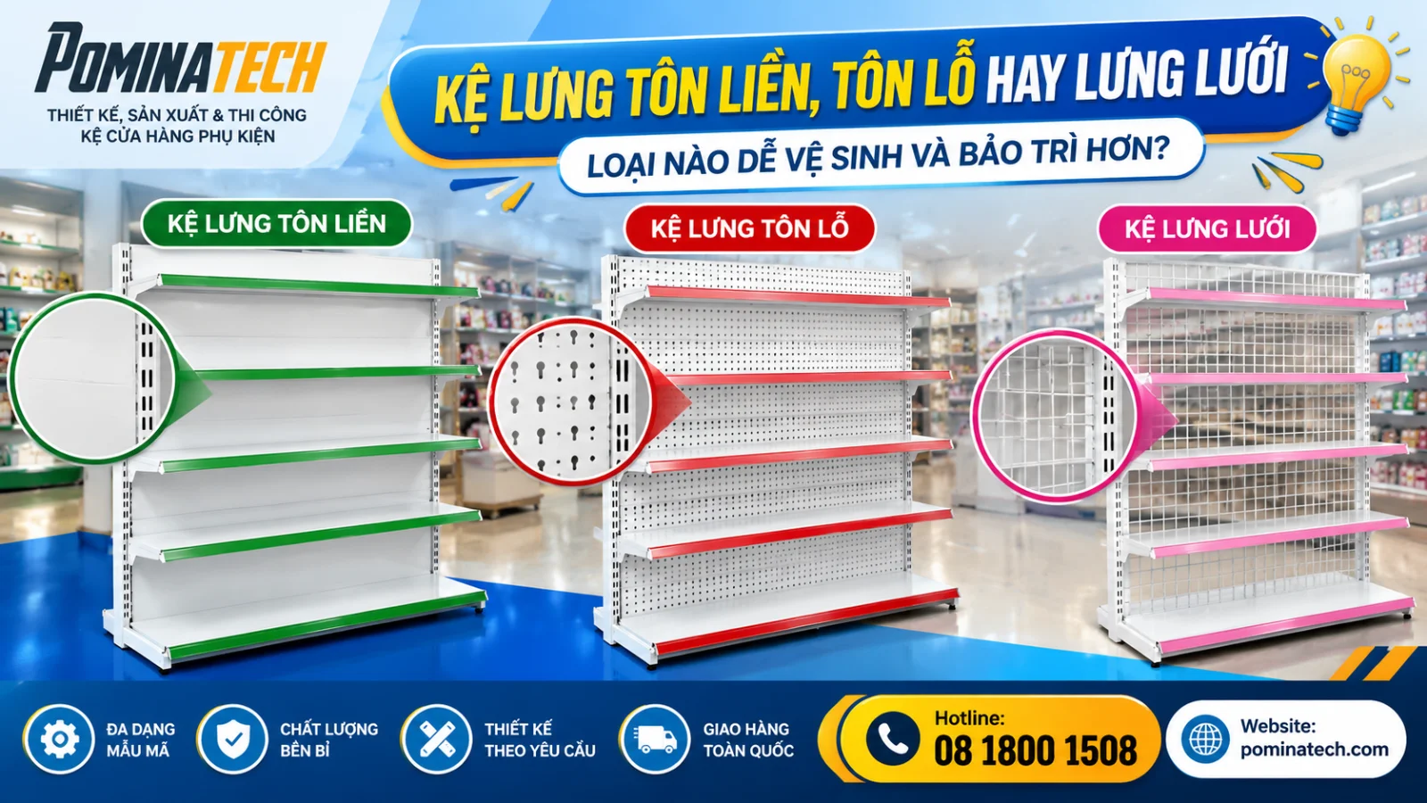 - So sánh kệ lưng tôn liền, tôn lỗ và lưng lưới về khả năng vệ sinh và bảo trì