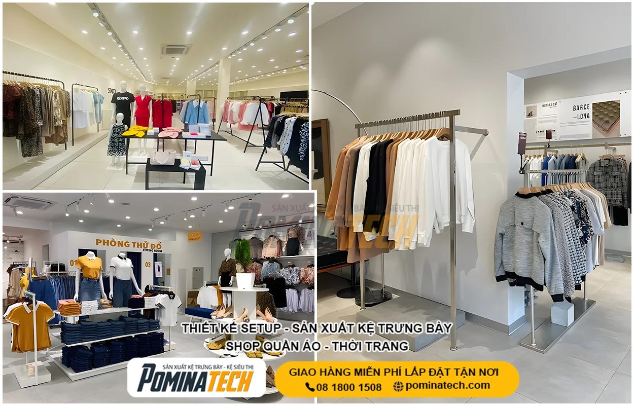 Thiết Kế Cửa Hàng Thời Trang Trọn Gói POMINATECH – Đẹp, Bền, Tiết Kiệm Chi Phí