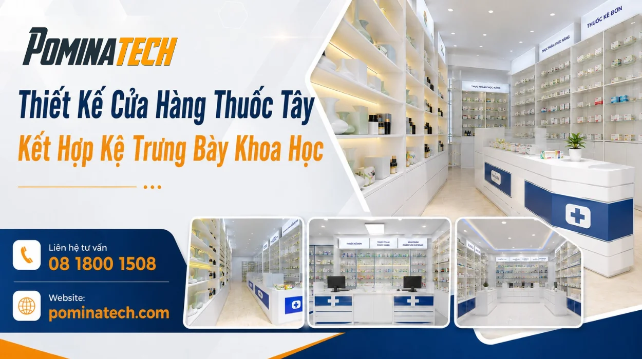 Thiết Kế Cửa Hàng Thuốc Tây Chuyên Nghiệp Kết Hợp Kệ Trưng Bày Khoa Học