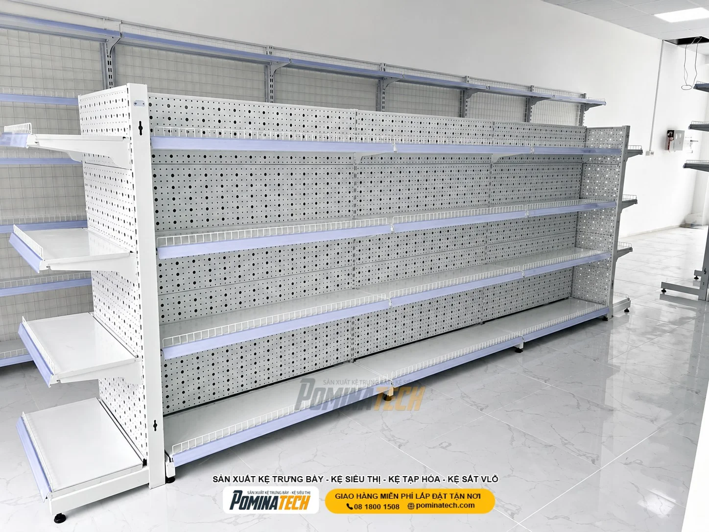 Thiết kế kệ siêu thị tầng trên nông tầng dưới sâu giúp sắp xếp hàng hóa khoa học