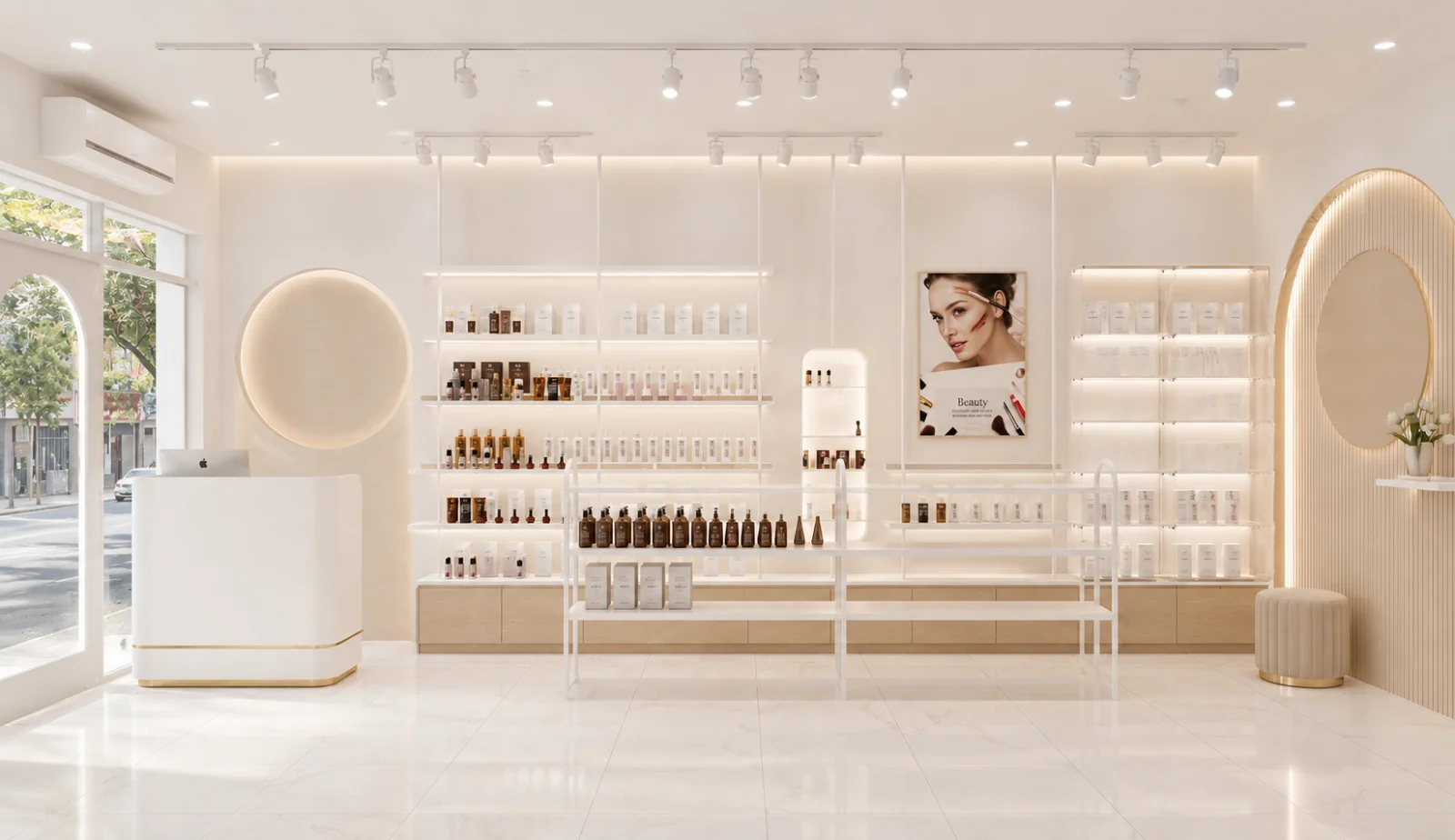 Thiết Kế Kệ Trưng Bày Shop Mỹ Phẩm – Tối Ưu Diện Tích, Tăng Doanh Thu