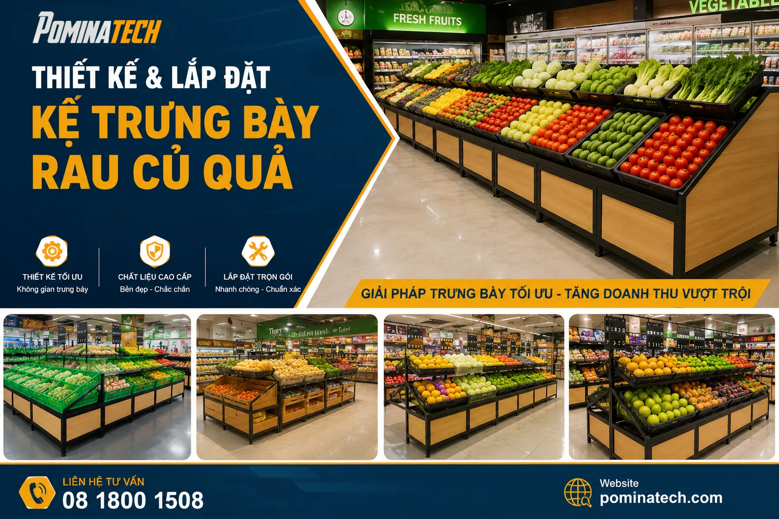 Thiết Kế & Lắp Đặt Kệ Trưng Bày Rau Củ Quả Chuyên Nghiệp