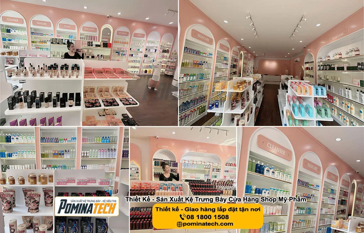 Top 30+ Mẫu Kệ Mỹ Phẩm Đẹp, Giá Tốt Cho Shop Hiện Đại