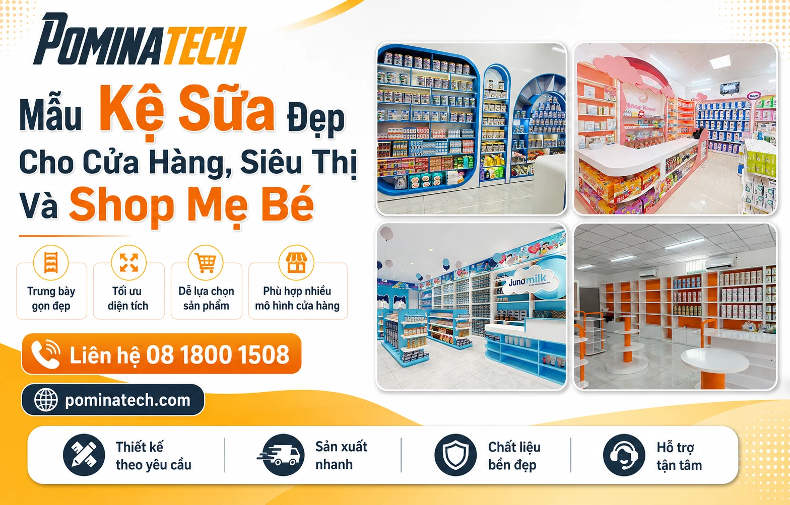 Top Mẫu Kệ Sữa Đẹp Cho Cửa Hàng, Siêu Thị Và Shop Mẹ Bé 2027