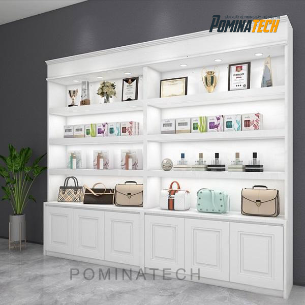 tu ke trung bay go mdf cao cap Tủ Kệ Trưng Bày Gỗ MDF Cao Cấp – Thiết Kế Sang Trọng, Tích Hợp Đèn LED