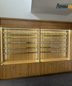 Tủ Trưng Bày Gỗ MDF có đèn LED hiện đại - Kệ kính, tủ dưới tiện lợi