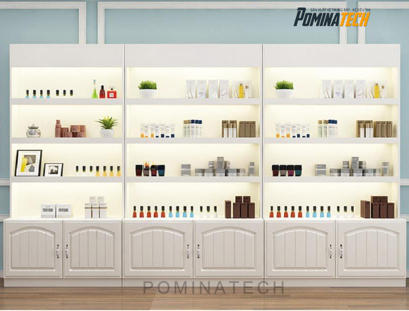 tu trung bay go mdf den led Tủ Trưng Bày Gỗ MDF Đèn LED – Thiết Kế Hiện Đại, Để Mỹ Phẩm, Nước Hoa, Hàng Nội Thất Sang Trọng