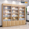 Tủ Trưng Bày Gỗ MDF Màu Gỗ Tự Nhiên, Thiết Kế Sang Trọng, Dành Cho Shop Mỹ Phẩm