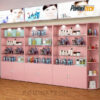 Tủ Trưng Bày Gỗ MDF Màu Hồng Cho Shop Mỹ Phẩm, Thiết Kế Hiện Đại, Sang Trọng