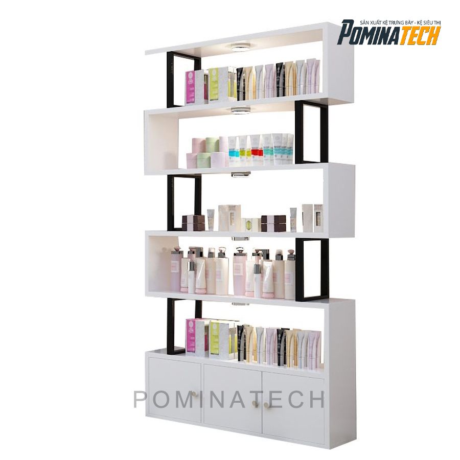 tu trung bay my pham go mdf Tủ Trưng Bày Mỹ Phẩm Gỗ MDF – Kệ Sáng Tạo, Tiện Ích Cho Mặt Hàng Cửa Hàng