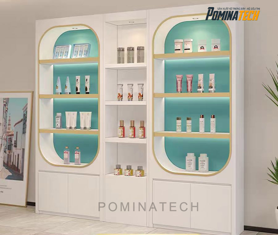 tu trung bay my pham go mdf sang trong Tủ Trưng Bày Gỗ MDF Sang Trọng, Thiết Kế Hiện Đại Với Đèn LED