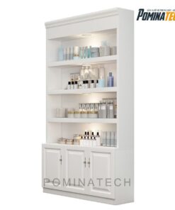 Tủ Trưng Bày Mỹ Phẩm Gỗ MDF Sang Trọng, Thiết Kế Kèm Tủ Dưới – Tối Ưu Không Gian Trưng Bày