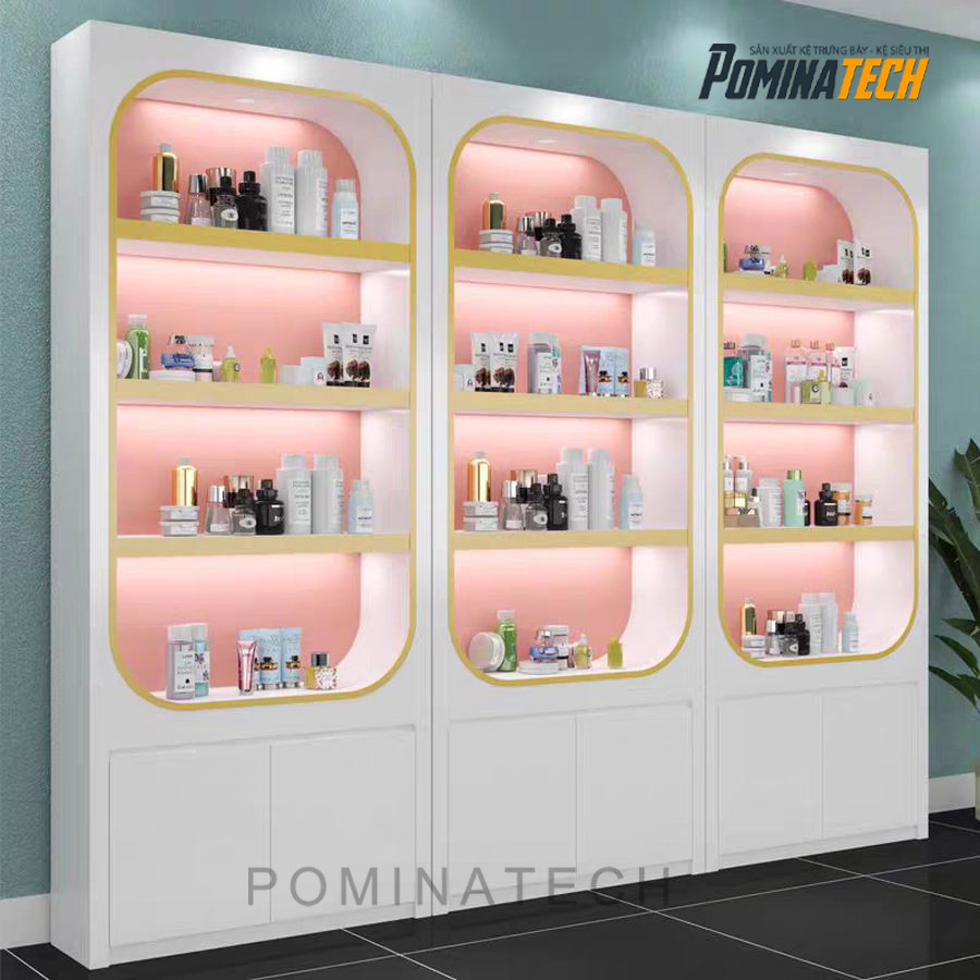 tu trung bay my pham go mdf sang trong Tủ Trưng Bày Gỗ MDF Sang Trọng, Thiết Kế Hiện Đại Với Đèn LED