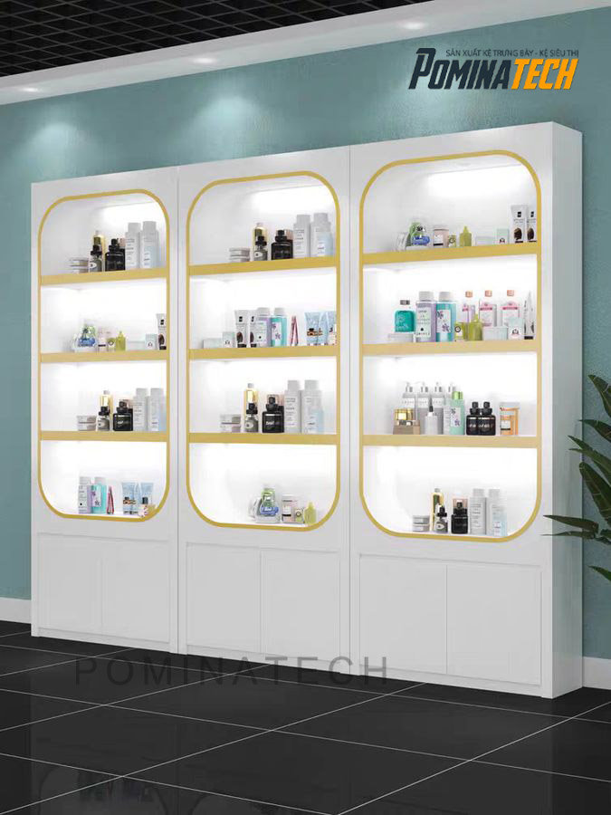 tu trung bay my pham go mdf sang trong Tủ Trưng Bày Gỗ MDF Sang Trọng, Thiết Kế Hiện Đại Với Đèn LED