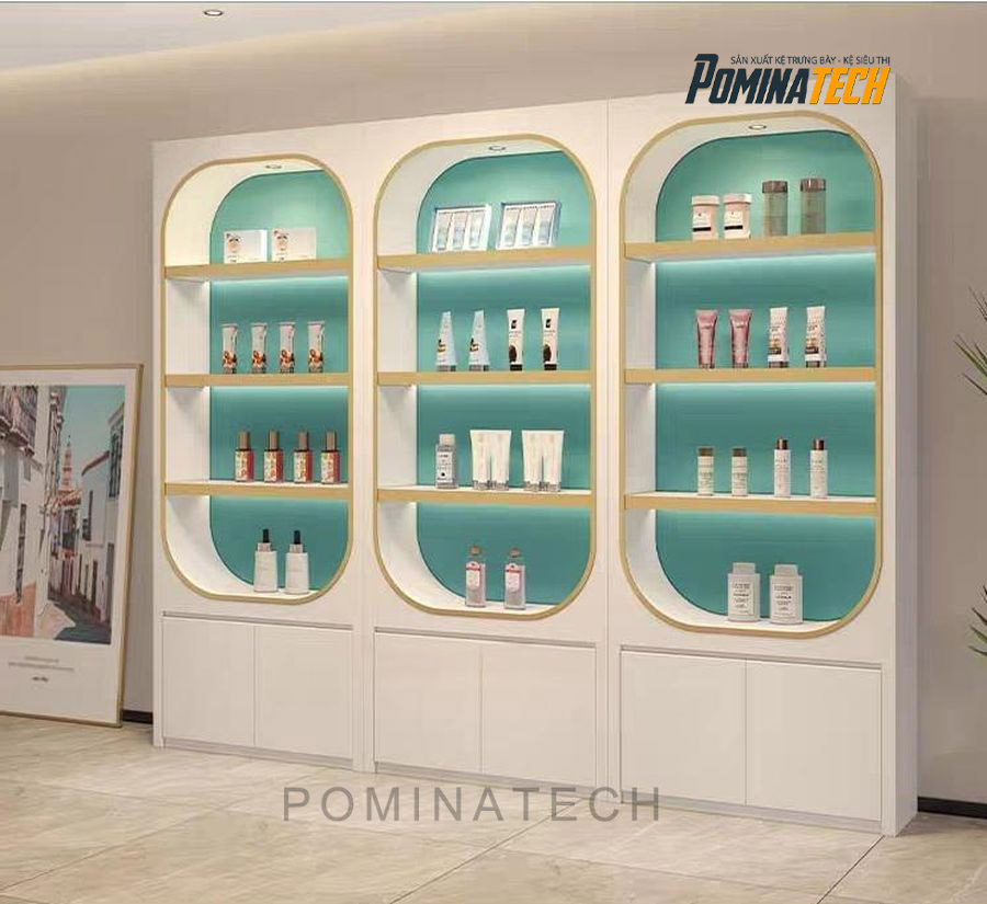 tu trung bay my pham go mdf sang trong Tủ Trưng Bày Gỗ MDF Sang Trọng, Thiết Kế Hiện Đại Với Đèn LED